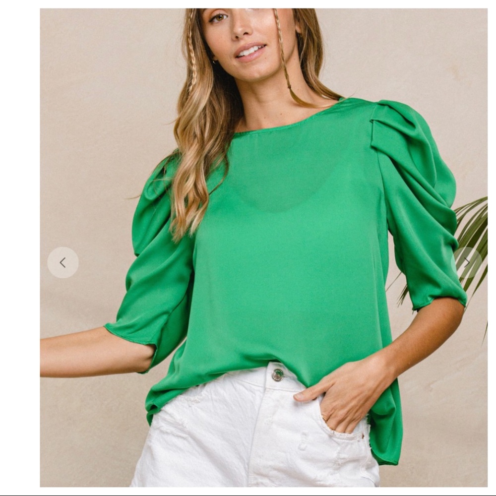03 Boho Hottest color Trendy Half Puff Sleeve Chiffon Top